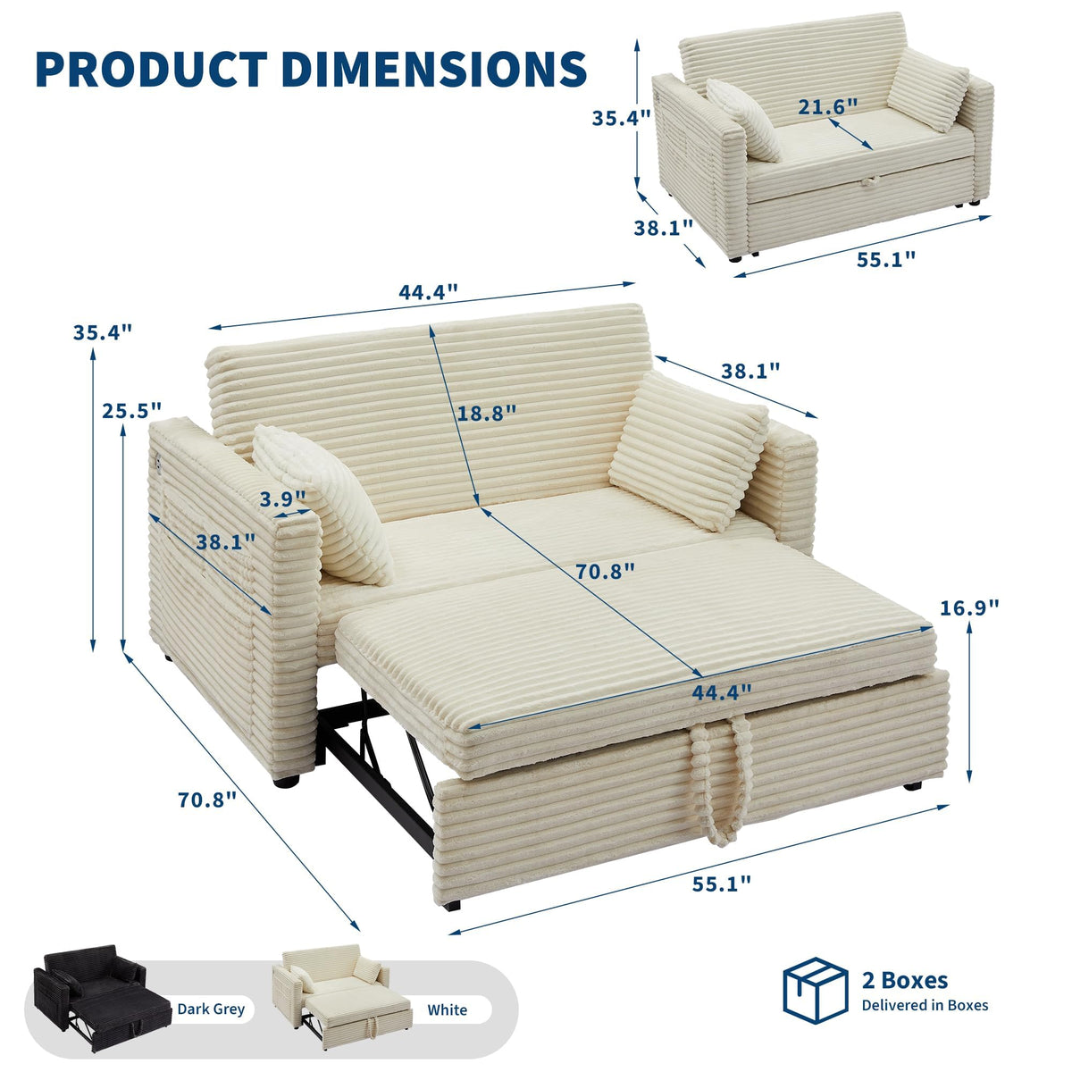 Sofá nido extensible convertido en cama de matrimonio